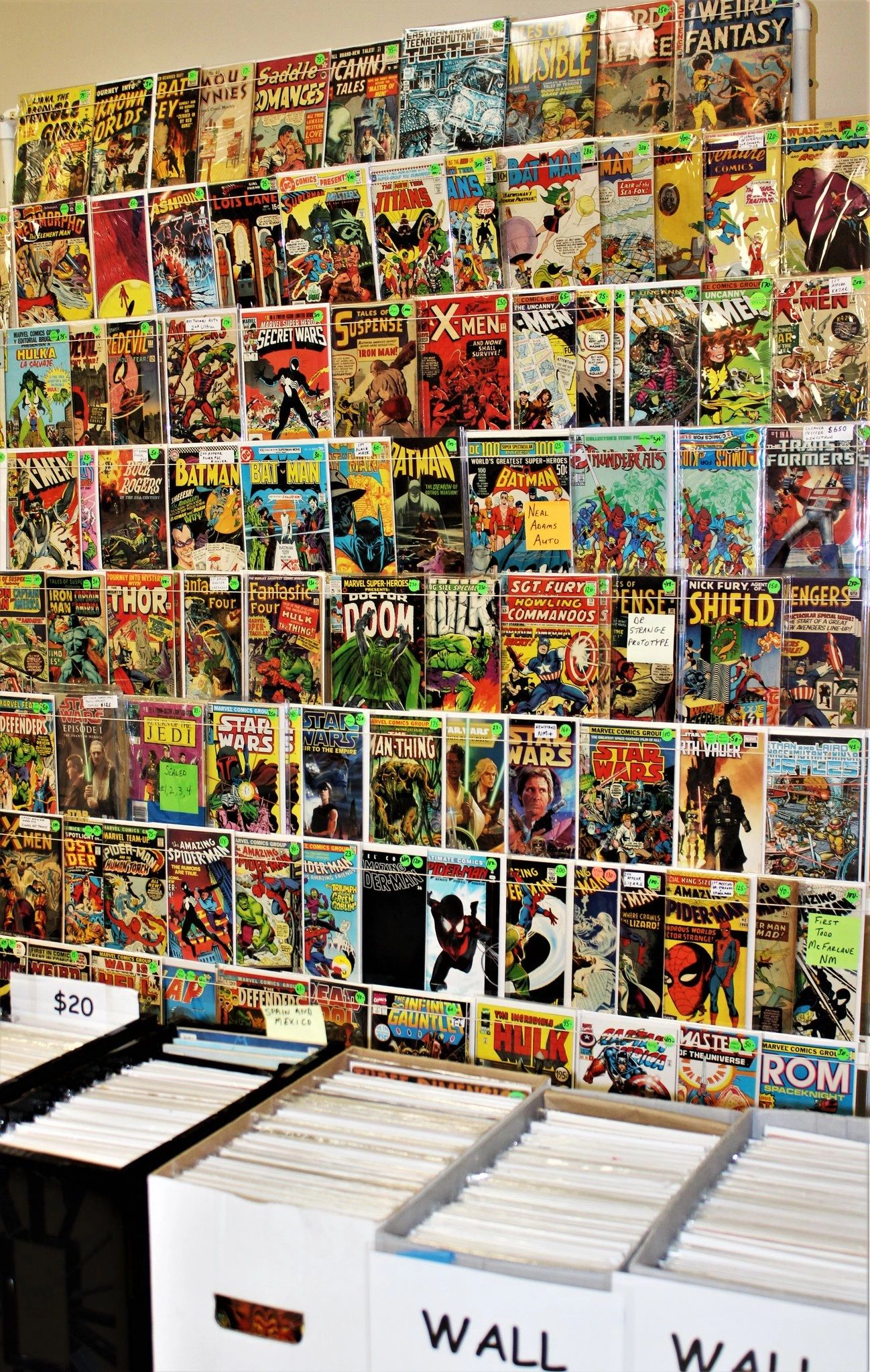 Vintage comic book wall display
